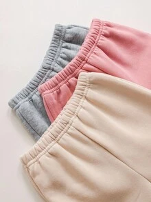 SHEIN Babygirl 可爱休闲纯色长袖运动衫套装 - 彩色 - 查看 9