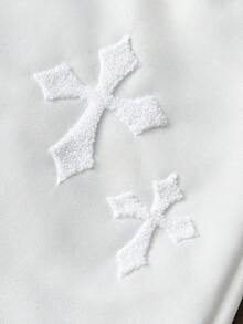 男士街头风流行 INS 拼接十字绣全印花休闲运动裤，户外音乐节、夜店酒吧、送给男朋友/丈夫的礼物、周年纪念日、白色宽松版型 - 白色 - 查看 2