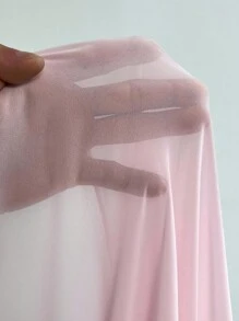 Elenzga 大码女式优雅、浪漫、甜美休闲圆领长袖雪纺飘逸长裙，春秋季 - 粉色 - 查看 7