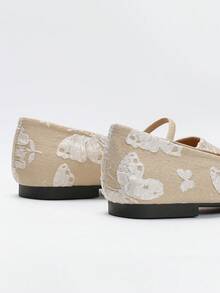 CUCCOO DOLLMOD 女士时尚杏色刺绣优雅平底鞋 - 杏色 - 查看 6