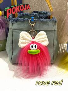 POKOJA LAND 1PC Mini Felt Bow Keychain Funny Cartoon Backpack Charm Ugly Cute Doll Keyring Gift Kawaii Aesthetic Party Favor School Office Accessory Unique Handmade Creative - Multicolor - View 11