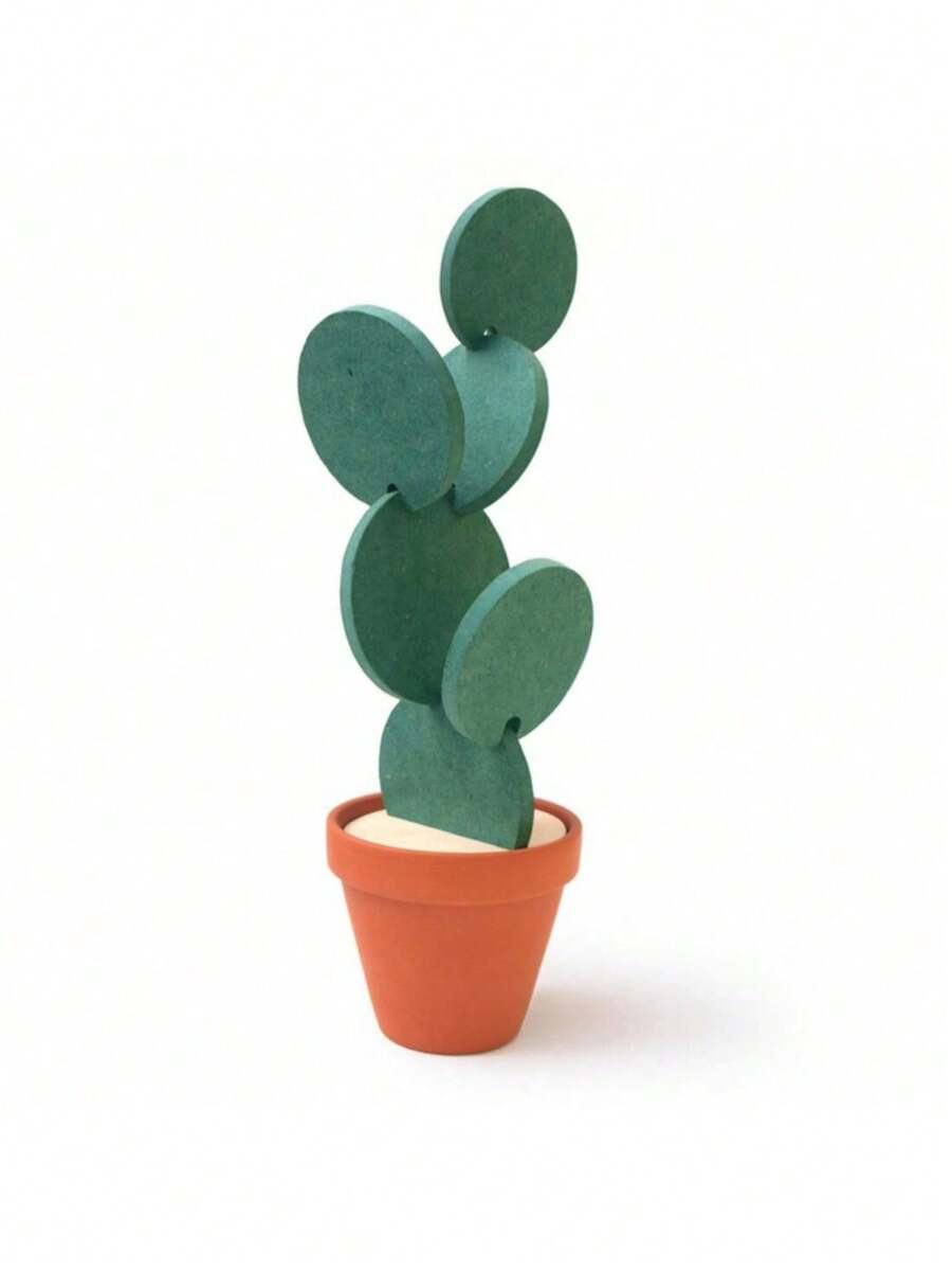 SHEIN 1pc Creative Cactus Shape Coaster, Non-Slip, Heat-Resistant, Tea Mat, Home Decor, Multifunctional Desk Accessory