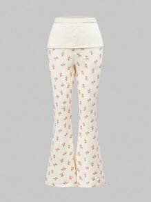 ROMWE Fairycore Y2K Cute Deer Embroidery Camisole + Allover Deer Print Knit Pants 2 Pieces Set - Beige - View 7