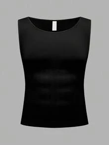 SHEIN 大码男士无缝无袖压缩衬衫