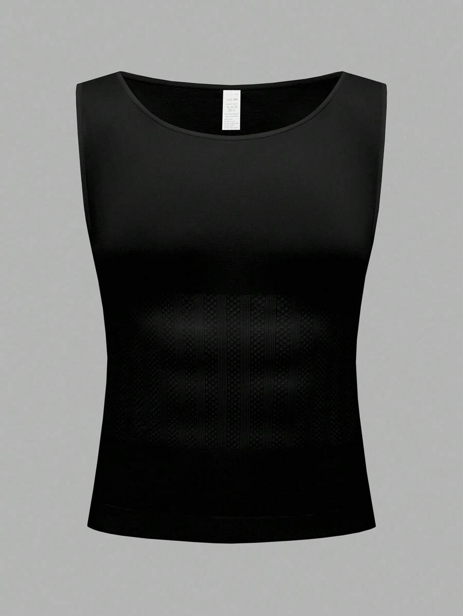 SHEIN 大码男士无缝无袖压缩衬衫