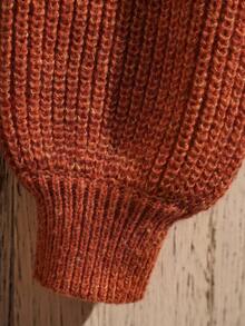 LanaWest 女士宽松针织长袖拼色开衫 - 藍色 - 查看 4