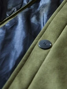 Aveloria Modichic Chaqueta larga de mujer con cuello vuelto, diseño dividido, escudo de lluvia en la espalda, manga larga, de alta gama y estilo retro para ir al trabajo - Verde militar - Ver 7