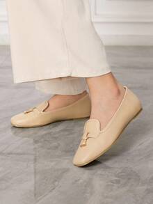 Sleekvia Women's Casual Fashion Versatile Simple Flat Shoes - Apricot - View 3