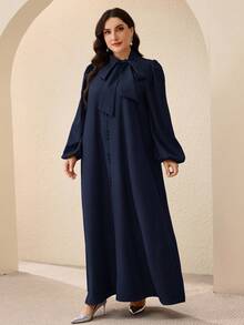 Al Najma Plus Size Women's Turkish Maxi Dress & Arabic Traditional Abaya Abayad Dress Modest Dress For Women - Navy Blue - View 6