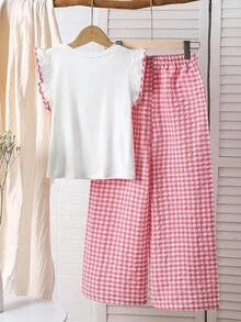 Sparklyn Trang phục quần kẻ caro xếp nếp dễ thương, dễ phối đồ cho bé gái tuổi mới lớn, thích hợp cho các buổi đi chơi, đi làm, các chuyến đi mùa xuân, đến trường vào mùa thu đông - Đỏ - Xem 2