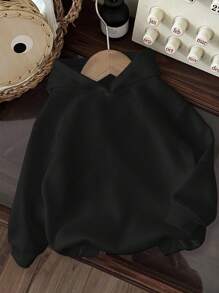 Tween Boy Casual Cartoon Pattern Loose Fit Long Sleeve Sweatshirt, Suitable For Autumn/Winter Fall - Black - View 2