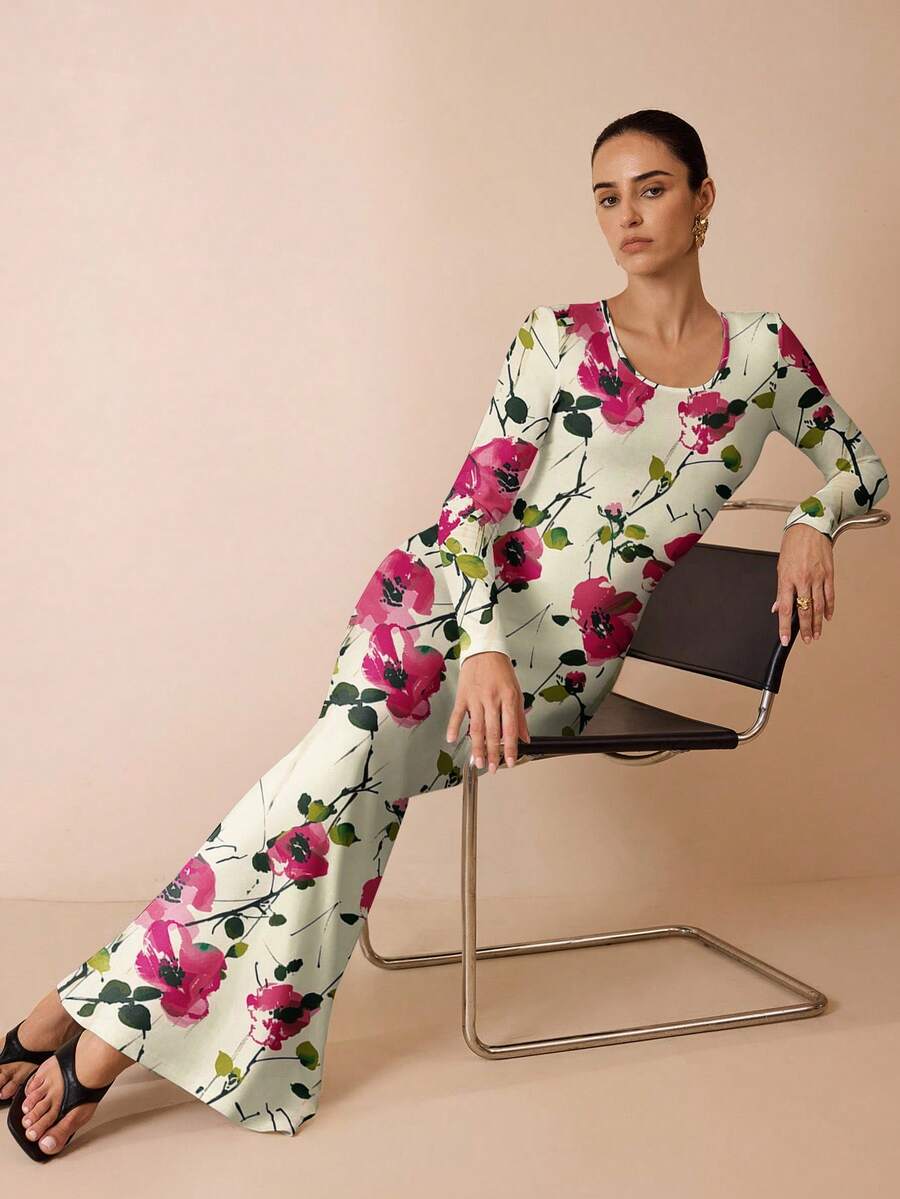 Shutterstock Glamance 女式优雅花卉印花美人鱼连衣裙花卉长裙 - 彩色 - 查看 1