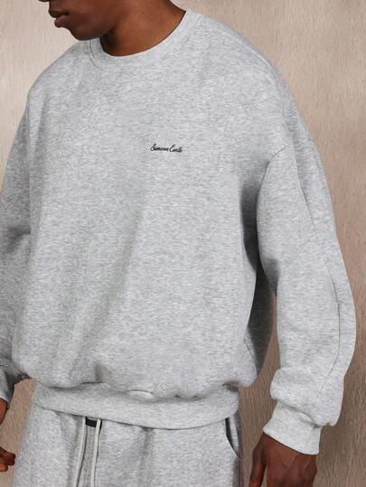 SUMWON 基本款重磅超大圆领卫衣 经典混色纹理家居服 街头服饰 秋冬舒适休闲装