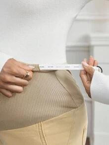 SHEIN Maternity Straight Leg Cropped Jeans, Spring/Summer - Khaki - View 4