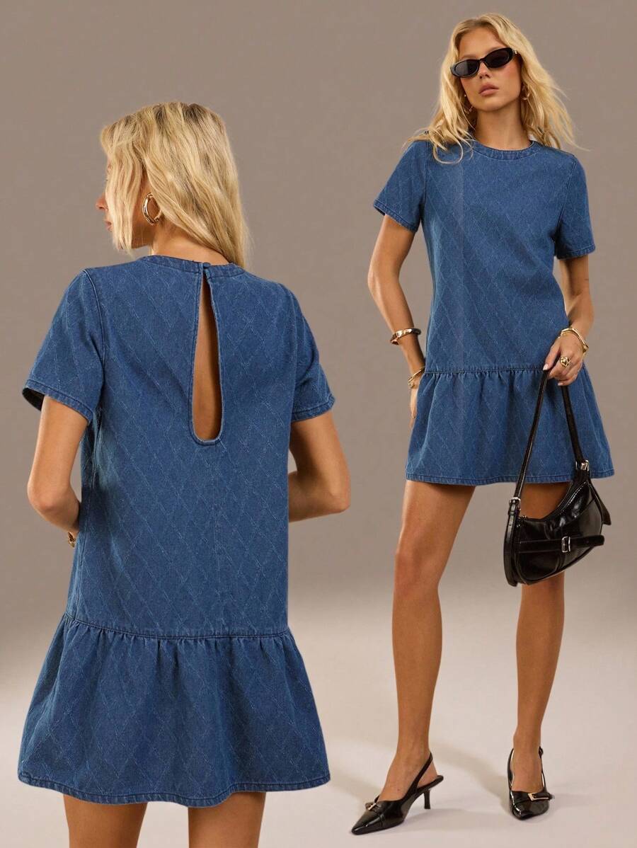 Avantive 春夏女士浪漫/舞会/正式/生日/90 年代服装/商务休闲女士/优雅/西部服装/外出/时尚/休闲/Y2K 服装/俱乐部/办公室/鸡尾酒会/复古/紧身/狂欢服装节日/有趣/优雅/老钱/街头服饰/度假服装/乡村音乐会服装/工作服/端庄/春假/单身女郎服装/音乐会/坏人/基本款/毕业/A 字/女牛仔服装/牛仔迷你裙 - 深色水洗藍 - 查看 1