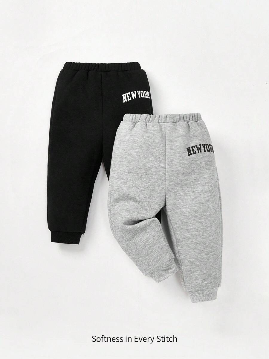 Cozy Pixies Bộ 2 quần jogger in chữ thường ngày cho bé trai - Nhiều màu - Xem 1