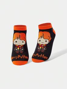 HARRY POTTER X SHEIN 1 Pair Women's Cartoon Figure Graphic Colorblock Ankle Socks - Black - View 4