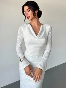 Firerie Váy đuôi cá cổ sâu thanh lịch dành cho nữ - trắng - Xem 3