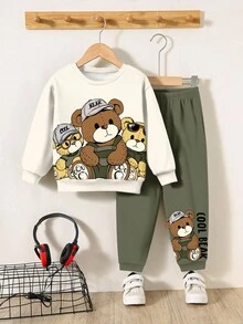 SHEIN Baby Boy Casual Loose Fit Knit Soft Crew Neck Pullover Outfit, Suitable For Autumn/Winter Fall - Multicolor - View 2