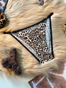 Women's Leopard Print Sexy Thong Panties Cheetah Print Thong Leopard Print Thong Leopard Panties Leopard Lingerie ClassicAnimalPrint - Multicolor - View 3