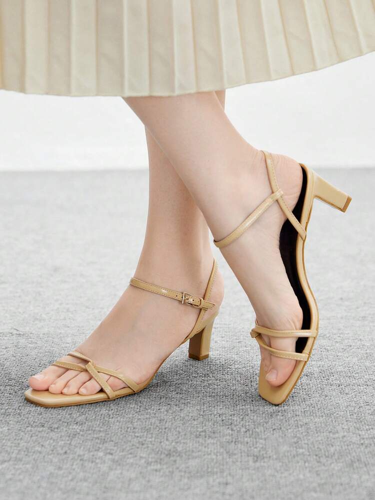 CUCCOO BIZCHIC Women's Fashionable Apricot All-Match Strap Versatile Commute Daily High Heel Sandals