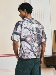 SWAVVY Men's Casual Vintage Tree Branch Print T-Shirt - Multicolor - View 2