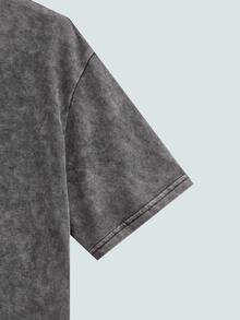 MODCRASH 男士纯色落肩休闲T恤，街头风，Emo风，图案T恤 - 淺灰紫 - 查看 4