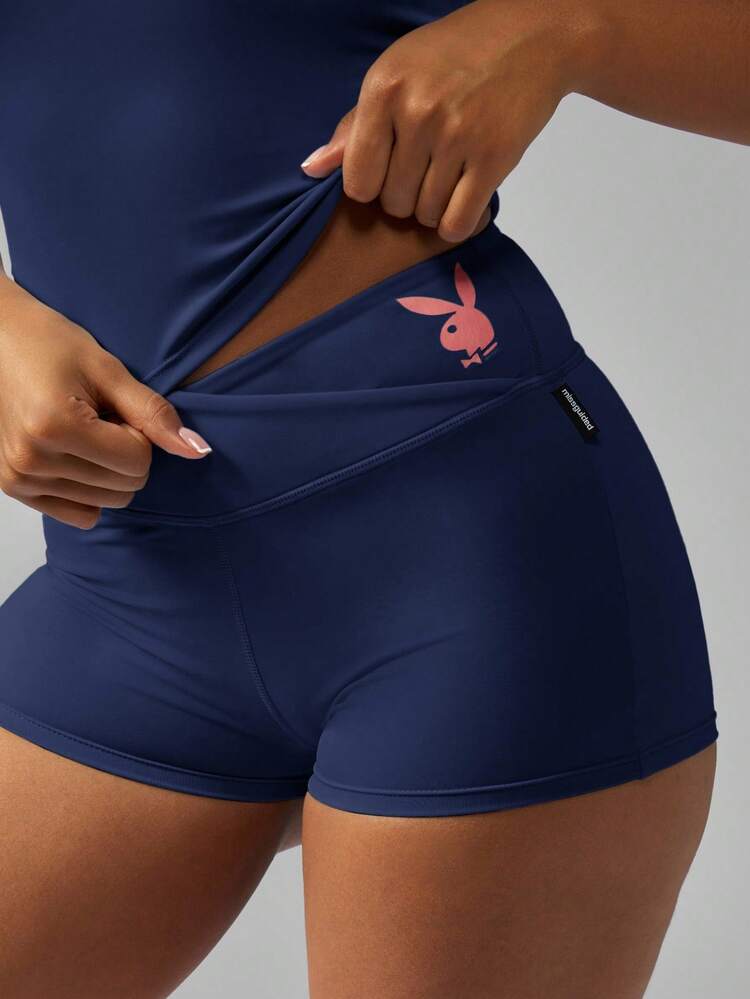 Missguided x Playboy High Waisted Compression Bike Shorts With Side Pocket