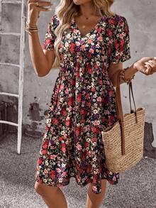 EMERY ROSE 女式夏季度假碎花短袖连衣裙 - 彩色 - 查看 5