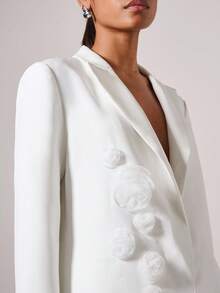 COSMINA Veste blazer décontractée à décor floral pour femmes, idéale pour les déplacements en automne/hiver - Blanc - Voir 7