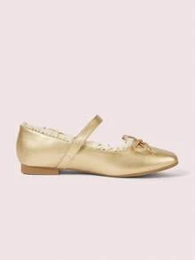 CUCCOO DOLLMOD Sapatos Planos de Moda com Laço Decorativo e Fivela - Dourado - Visão 8