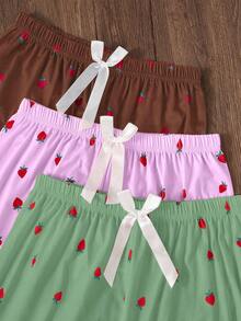 SHEIN 3件套草莓印花吊带背心和裤子睡衣套装女士睡衣套装夏季睡衣套装草莓睡衣套装草莓印花睡衣套装两件套睡衣套装 - 彩色 - 查看 3