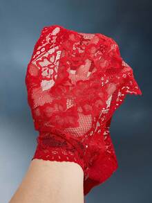 EmpressEnvy Conjunto de lencería sexy con decoración de lazo y encaje floral para salir - Burdeos - Ver 11