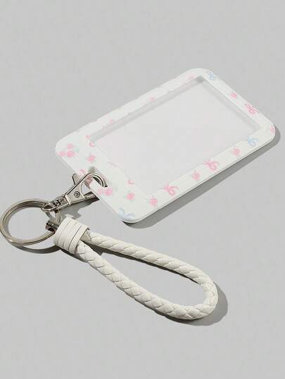 Kawaii 1pc Cute Bowknot Flip ID Card Holder, Back To School