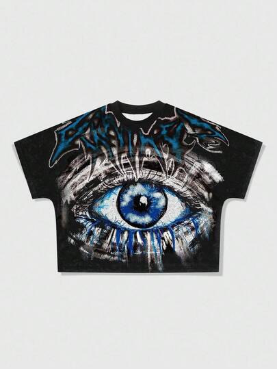 Street Life T-shirt à manches courtes mode homme avec imprimé œil, été