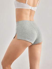 Ocili Leisure Women's Short Home Wear Bottom With Shell Button & Side Slit - Grey - View 2