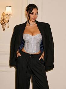 Zolique Top bandeau con lentejuelas bustier - Plateado - Ver 1