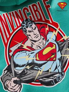 SUPERMAN X PETSIN 1pc Vintage Illustration Print Lake Green Sleeveless Hooded Stylish Fashion Sweatshirt For Pets