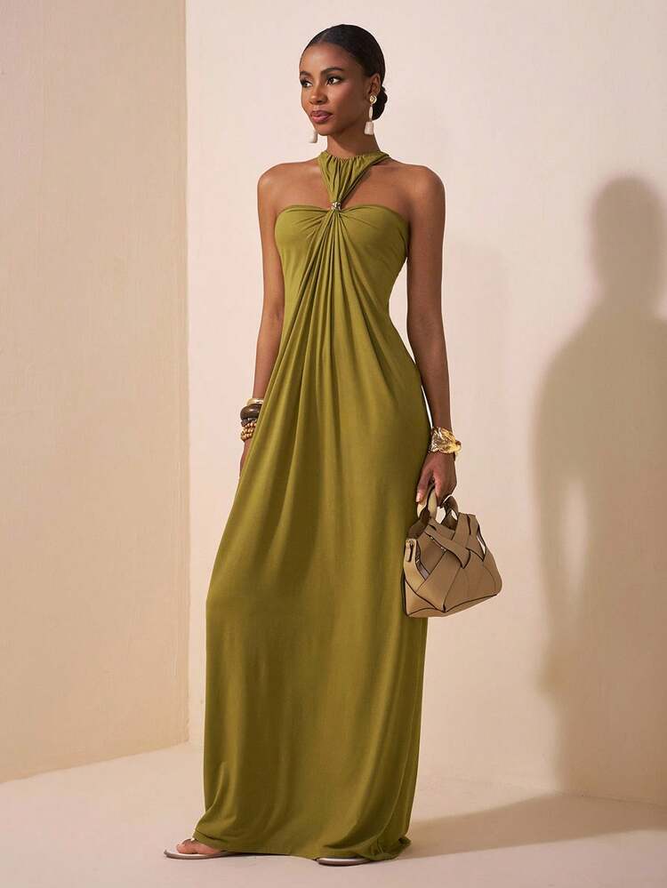 Zivah Green Backless Dress With Metal Ring Decoration, Suitable For Music  Festivals, Easter, St.Patrick's Day, Western Style, Nomadic Style, Birthday  Parties, Graduation, School Style, Daily Wear, ...
