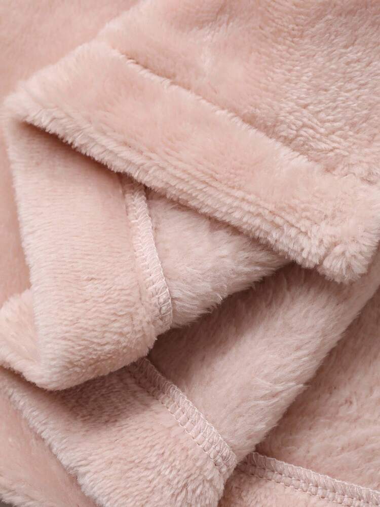 Women's Plush Contrast Color Ruffle Trim Bathrobe, Winter, Fall Fluffy Fleece Robe, Cozy