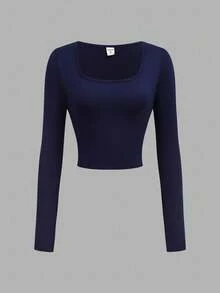 SHEIN Girlism Teen Girls' Solid Color Round Neck Knit Snug Fit Long Sleeve All-Match Casual Versatile T-Shirt Multipack Fall Winter