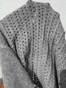 EMERY ROSE Vacation Casual Solid Color Hollow-Out Knit Sweater Fall Winter Cloth For Women - Grey - View 7