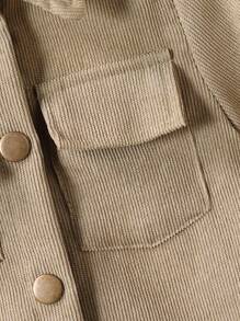 SHEIN 2pcs/Set Fall Outfits For Boy  Casual Style Suit, Button Up Shirt Kids Long Sleeves Top&Long Flare Pants Winter - Khaki - View 6