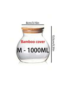 1pc 16.91oz Airtight Glass Storage Jar With Bamboo Lid Multi-Purpose Round Container For Tea, Snacks Etc. - Easy Clean Kitchen Organizer