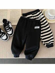 2pcs Baby Girl Knitted Solid Color Casual Pants Set