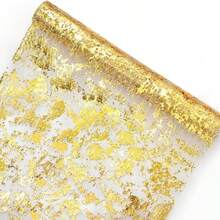 1 Pack Sequin Glitter Aluminum Foil Metallic Mesh Gold Tablecloth Roll Suitable For Table Decoration For Wedding, Christmas, Birthday Party