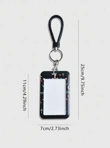 ROMWE 1pc Dark Gothic Slide Cover Card Holder, ID Card Case, Pass Case, Back To School, Halloween - Multicolor - View 3