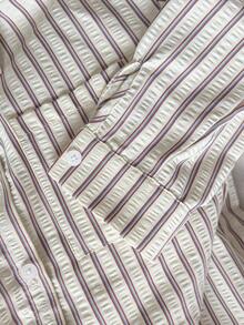 SHEIN 2 件套少女提花条纹衬衫和短裤套装，优雅的度假和通勤装 - 粉色 - 查看 4