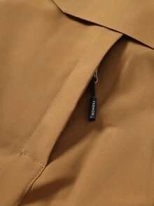 Manfinity Homme 男士拉链连帽休闲宽松冬季户外风衣夹克，秋季 - 卡其色 - 查看 6