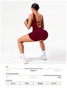 Seamluxe SHEIN Sport Macacão Shapewear Minimalista Sem Costura com Decote Transpassado para Mulheres